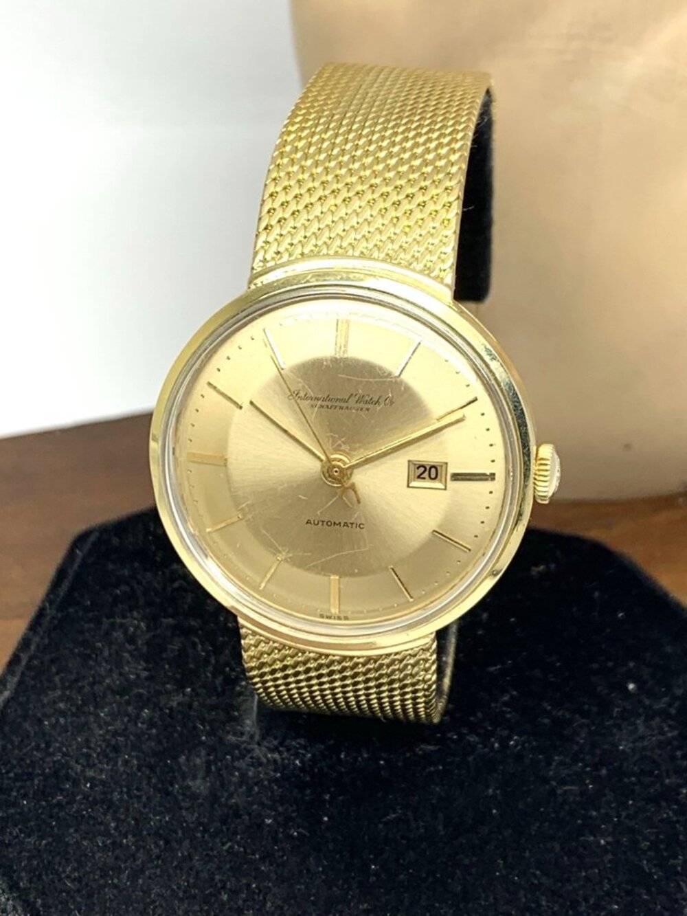 IWC Men's Watch 18k Yellow Gold Pie Pan Dial Vintage 1975 Swiss Automatic 34mm